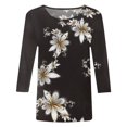 thumbnail image 4 of TSADFHJI T-Shirt à Manches Longues pour Femmes en Coton Hauts Mi-Longs Manches Trois-Quarts T-Shirts Graphiques T-Shirts Décontractés Col Rond Tunique S Blanc, 4 of 5