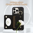 thumbnail image 4 of ELEHOLD Case for iPhone 15 Pro,Detachable Lanyard Crossbody Leather Wallet Case with Ring Holder & Mirror,Black, 4 of 8