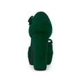 thumbnail image 4 of BLISSFUL STEP Women Round Toe Block Heel T Strap Pumps Green 7, 4 of 8