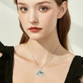 thumbnail image 3 of CACA LADY Dolphin Gifts for Women 925 Sterling Silver Dolphin Palm Tree Necklace Pendant with Blue Crystal Hawaiian Beach Themes Ocean Wave Jewelry Gifts for Women, 3 of 6