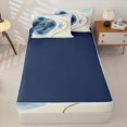 thumbnail image 4 of Homewish Blue Splash Ink Zipper Twin Comforter Sets with Fitted Sheet and 2 Pillowcases,Modern Minimalist Aesthetic Zipper Bedding Set,Navy Blue Reversible,4pcs, 4 of 8