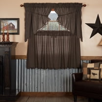VHC Brands Kettle Grove 4 PC Country Black Plaid Curtain Set (2 Prairie Swag 36x18 and 2 Tier 36x36)