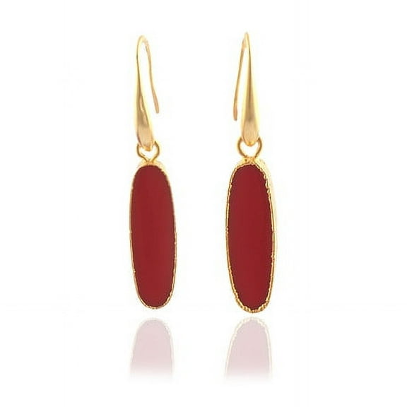 Red Onyx Gemstone Gold-plated Ear-Wire Hoop Earring For Wearing in parties, Social Gatherings