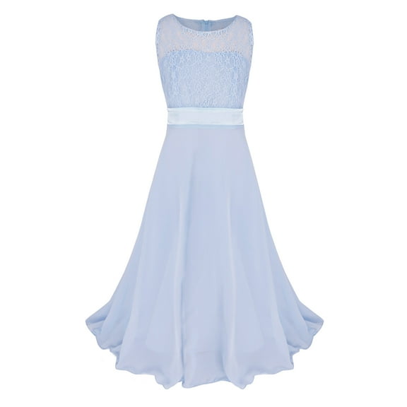 iEFiEL Girls Floral Lace Bodice Ball Gown Wedding Party Pageant Maxi Dress