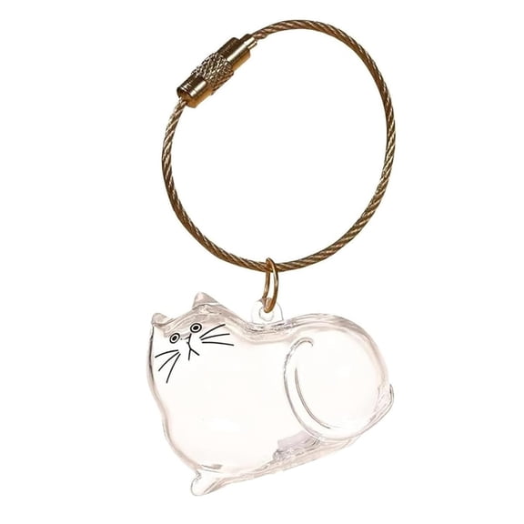 Transparent Cat Hair Keepsake Charm Pendant Pet Fur Storage Container Ornament Durable Acrylic Cat Figurine Memorial Keychain for Pet Lovers Gift B