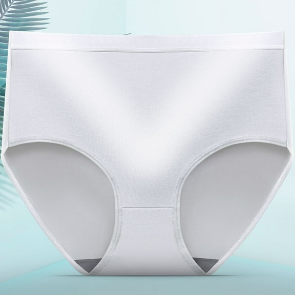 White Women's Panties Women's Cotton Underwear High Waist Stretch Briefs Soft Underpants Breathable Ladies