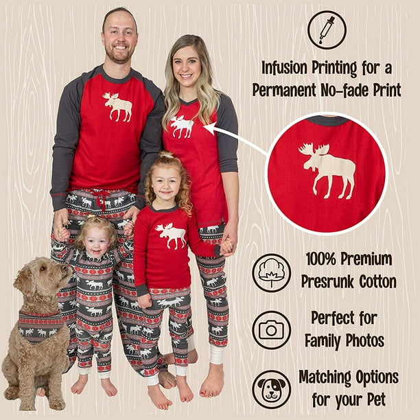Christmas Moose Pattern Mother Father Kids Baby Dog Matching