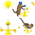 thumbnail image 1 of Cat Toys for Indoor Cats-Windmill Interactive Cat Toy with Turntable Teasing Feather Stick Suction Cup Base Funny Kitten Feather Ball Toys for Cats Cradle String Game, Including Fun Spherical Toys, 1 of 6