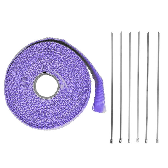 ESTINK 5m Exhaust Heat Wrap Insulation Tape Glass Fiber With Alloy Steel Tie For Car Motorcycle,Car Exhaust Pipe Sleeve,Exhaust Header Tape