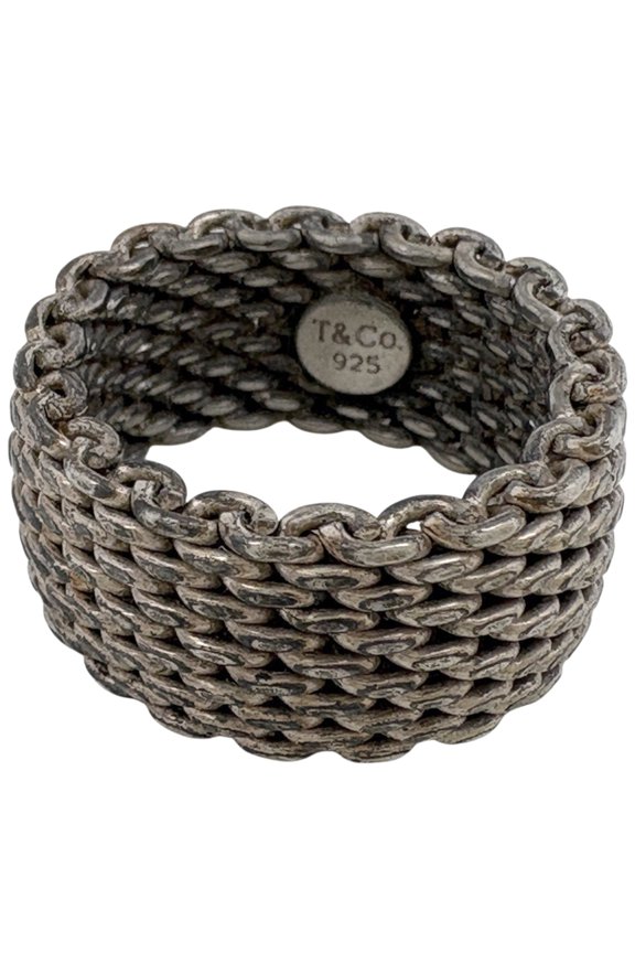 Pre-Owned Tiffany & Co. Somerset Mesh Ring, Sterling Silver 925, Women's Ring