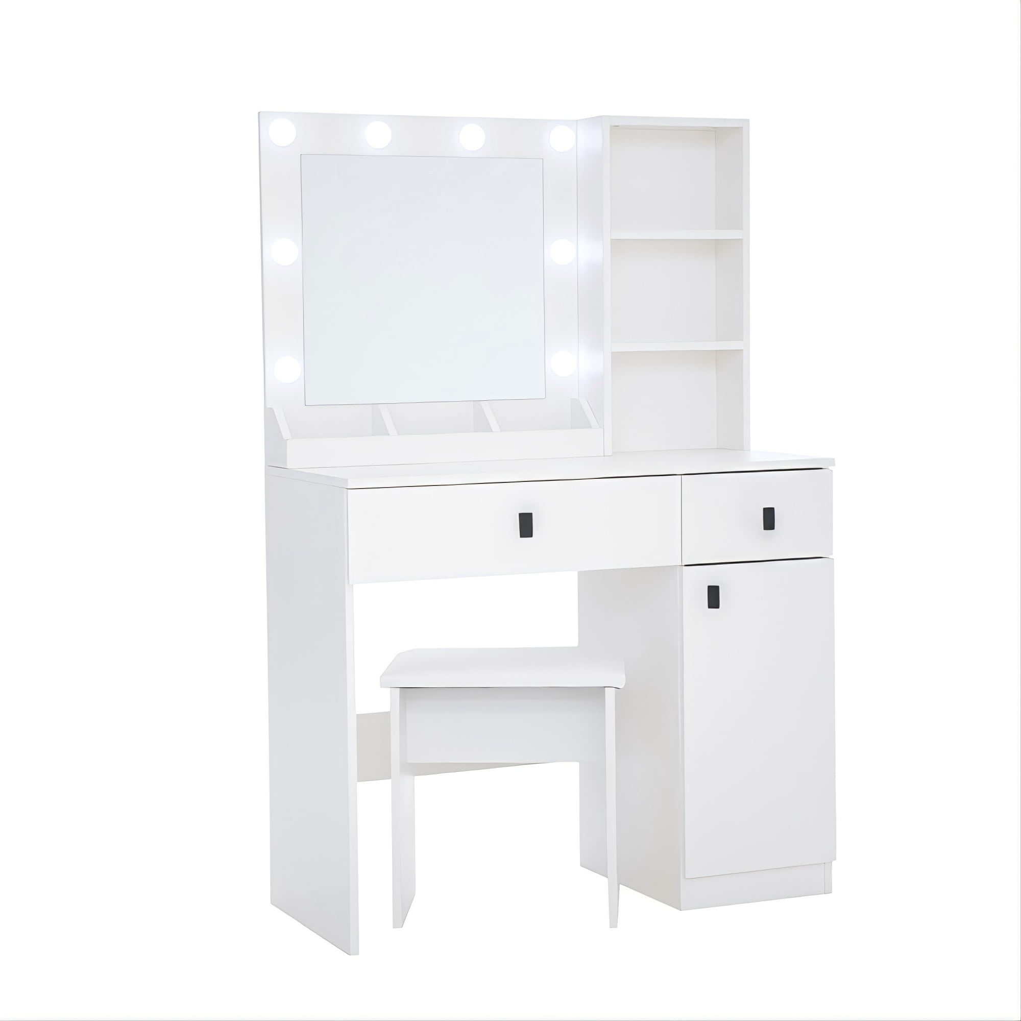 Jopath Makeup Vanity Set with Mirror & Lights,Makeup Vanity Desk with Large Drawers & 3 Storage Dreeser for Bedroom,White