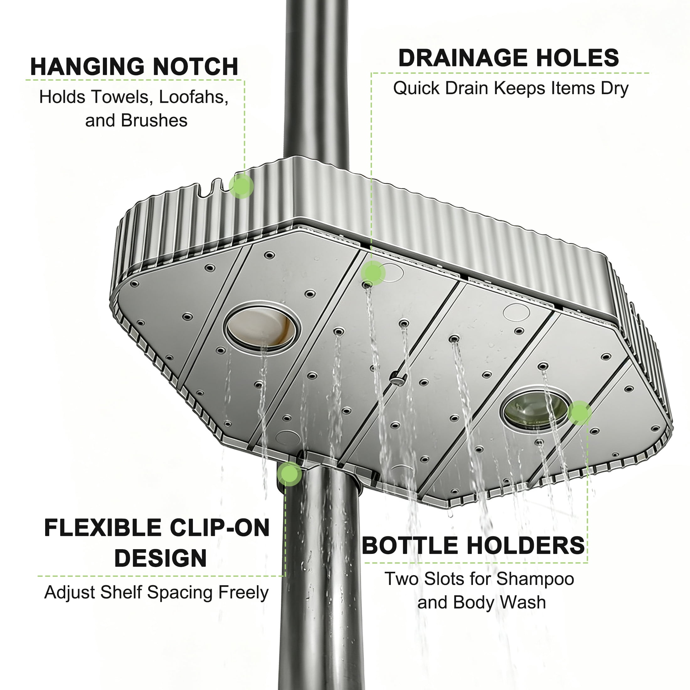 4-Tier Corner Shower Caddy, Bathroom Corner Storage Shelf, Wall Mount Shower Organizer for Shower & Bathtub Corner