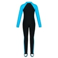 thumbnail image 2 of vastwit Kids Girls Full Body Swimsuit Rash Guard Wetsuit Long Sleeves Zipper Stirrups Foot Swimwear Lake Blue 7-8, 2 of 7