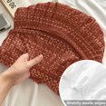 thumbnail image 4 of Twin Sze Fitted Sheet Set - Brick Red 2 Piece Bedding Sets 16" Deep Pocket Fitted Sheet with 1 Pillowcase, Pure Color Stripes Linen Texture Modern Simple Brushed Microfiber Hotel Luxury Bed Sheets, 4 of 9