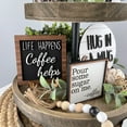 thumbnail image 5 of Ongmies Tray Decoration Clearance On Sale Coffee Bar Decoration Logo Farmhouse Layered Tray Decoration Coffee Wood Logo Coffee Cup Wood Pearl Ring Rural Layered Tray Kitchen Table Coffee Tray Blue, 5 of 9