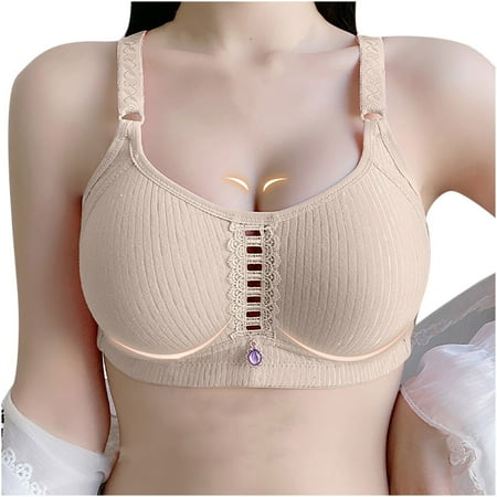 Hfnxid Women s T-Shirt Bra Cotton Comfort Non Padded Full Coverage Push Up Bra Everyday Smoothing Minimizer Wirefree Bras