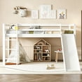 thumbnail image 2 of Bellemave Twin Size Loft Bed with Slide, Kids Low Loft Beds Frame with Ladder, Wood Toddler Loft Bed with Safety Guardrails (White), 2 of 8