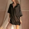 thumbnail image 2 of FAIWAD Pajama Shirts for Womens Short Sleeve Button Plus Size Shirts Comfy Soft Lapel Pajama Tops, 2 of 4