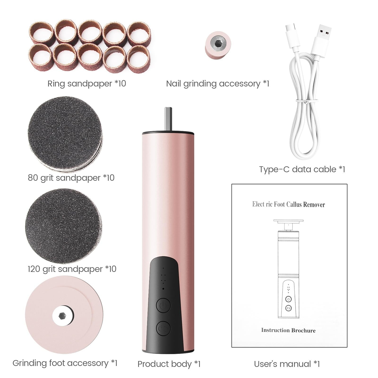 WIFKLSIIPG Electric Remover for Feet Electric Foot File Nail Grinder 2 in 1 Rechargeable Foot Sander Pedicure Tool for Feet Dry Dead Skin with Sandpaper Disk 6 Speed Adj
