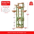 thumbnail image 3 of Furcato 77-Inch Cat Tree for Indoor Cats, Multi-Level Large Cat Tower with 4 Hammocks, 2 Padded Perches, Large Cat Condo, Green, 3 of 8