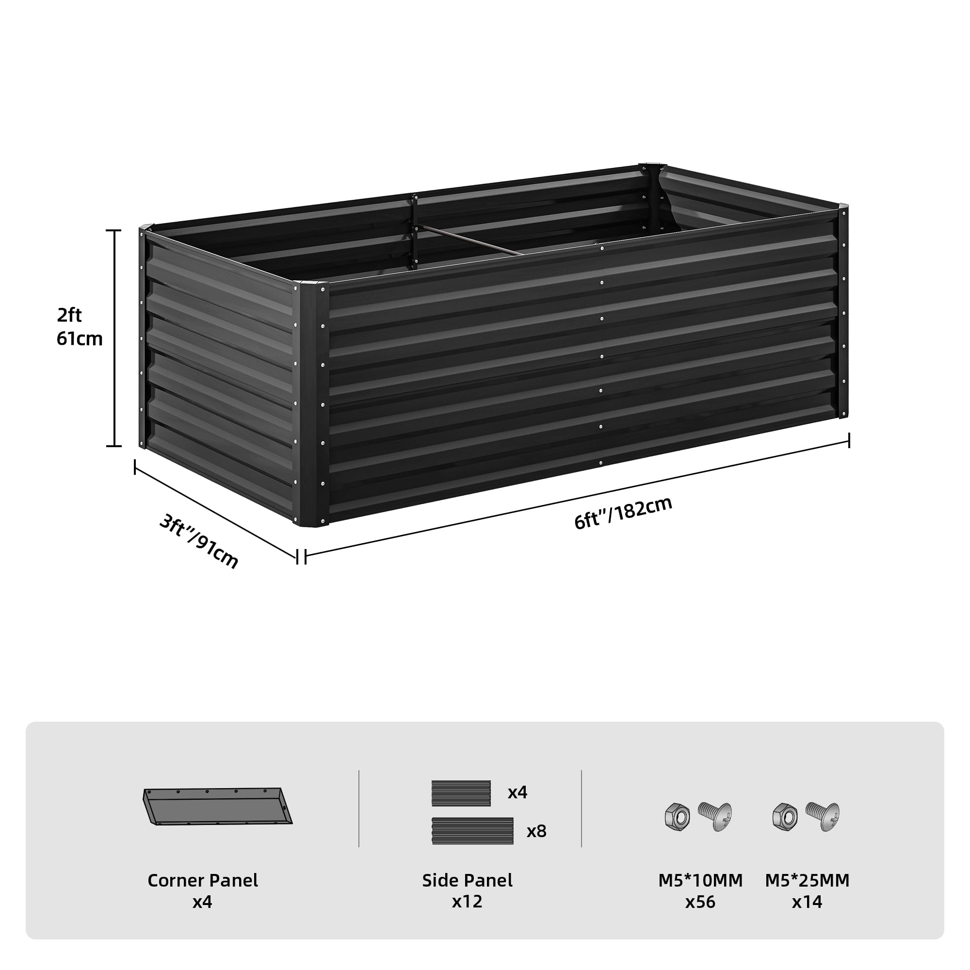 Uforic 2-Pack 8x4x1ft Large Raised Garden Bed Kit,Outdoor