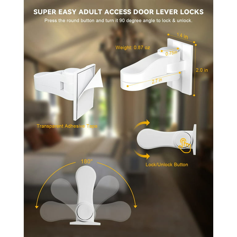 Suuchh Baby Proofing Door Locks for Kids Safety, Door Knob Child Proof, 4 Pack Door Lever Locks, No Drilling Door Handle Baby Proof Child Safety Locks for