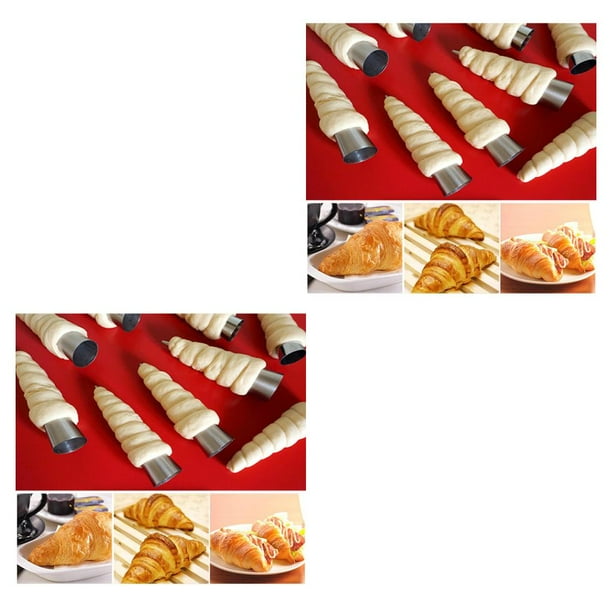 Bewildely Pack of 12 Roll Moulds Kitchenware Conical Baking Surface Stainless Supplies Spiral Horn Mold Smooth Molds Steel Croissants plata 5 uds 8.8*2*2cm 2piezas Bewildely CBP435653