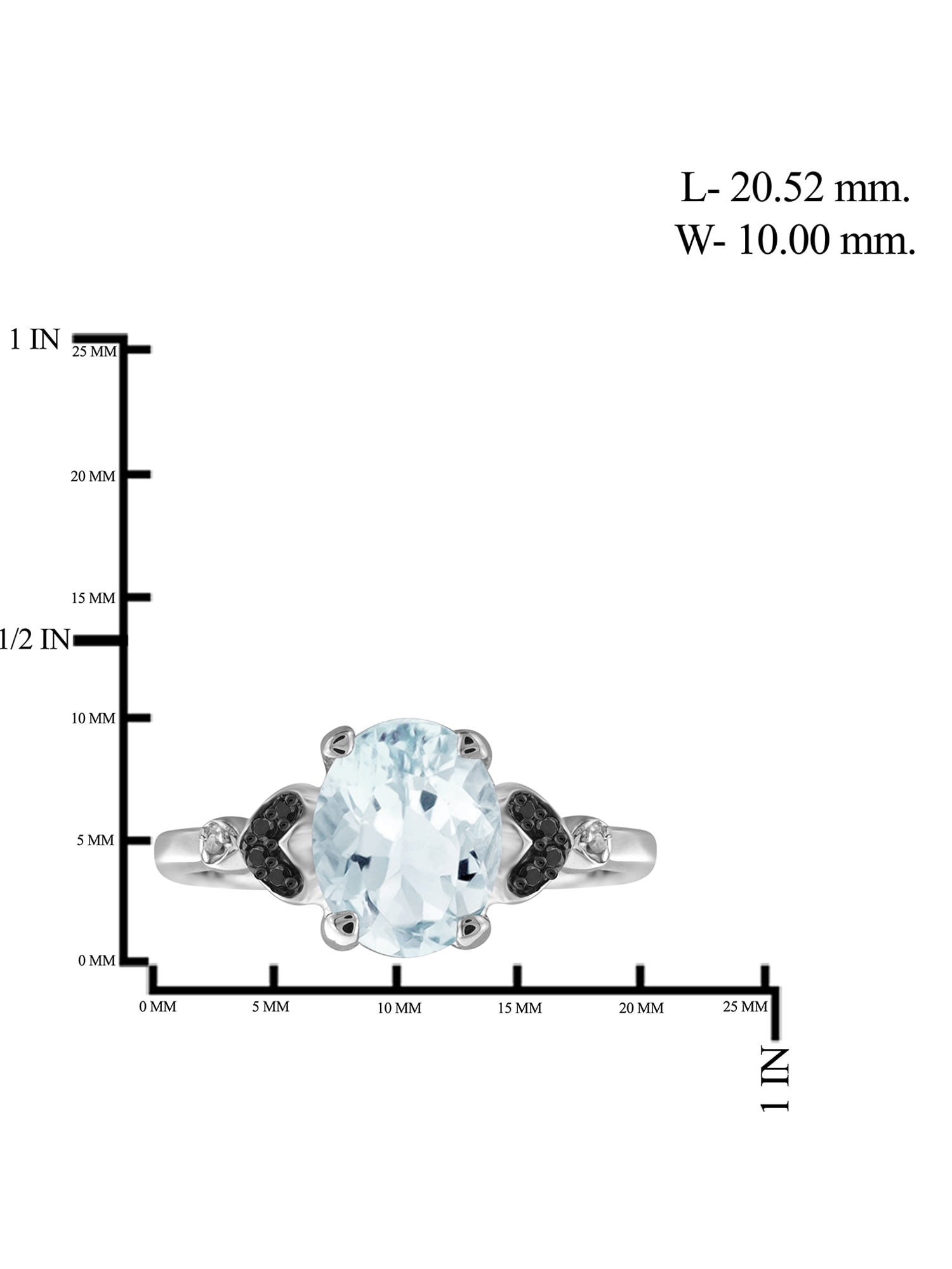 JewelersClub Aquamarine Ring Birthstone Jewelry – 1.50 Carat Aquamarine 0.925 Sterling Silver Ring Jewelry with Black & White Diamond Accent – Gemstone Rings with Hypoallergenic 0.925 Sterling Silver