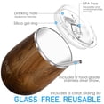 thumbnail image 2 of Vacuum Insulated Stemless Wine Tumbler - THILY 12 oz Stainless Steel Travel Wine Glass with Lid and Straw, Reusable, BPA Free, Gift Ideas & Presents for Event, Original Woodgrain, 2 of 4