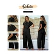 thumbnail image 4 of DOKOTOO Womens Dressy Jumpsuits Tie Waisted Wide Leg Jumpsuits Summer Short Sleeve Belted Jumpsuit Overalls with Pockets, 4 of 8