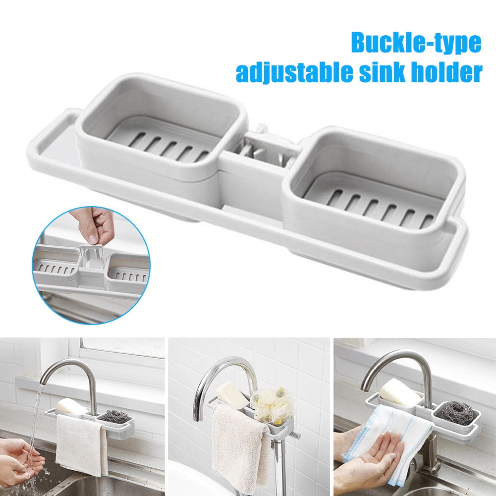 Kitchen Sink Faucet Sponge Soap Storage Organizer Cloth Rack Holder White E5A0