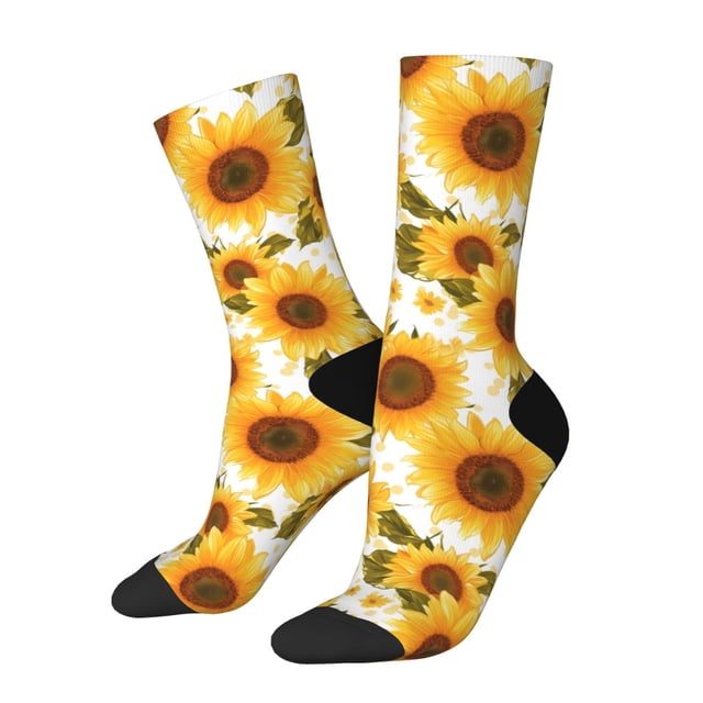 Fotbe Modern Elegant Sunflower Calcetas Largas con Estampado para Hombre y Mujer – Calcetas de Compresión Transpirables y Elásticas, Viajar y Uso Diario Talla 5-11