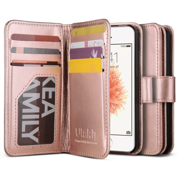Ulak Iphone Se Case Wallet Premium Multi Card Slots Magnetic Leather Hybrid Flip Wallet Case Cover For Apple Iphone 5s 5 Se Rose Gold Walmart Com