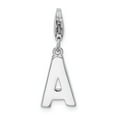 thumbnail image 3 of 925 Sterling Silver Rhodium-plated With Lobster Clasp Letter A Initial CZ Charm Pendant; for Adults and Teens; for Women and Men, 3 of 3