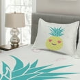 thumbnail image 2 of Ambesonne Tropical Quilted Coverlet 3 Pcs, Heart Eyes Pineapple, Queen Size, Multicolor, 2 of 4