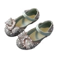 thumbnail image 3 of Bxsruta Girls' Rhinestone and Pearl Bow Mary Jane Flats with Elastic Strap, Sequins Dress Shoes for Party and Wedding, 3 of 6