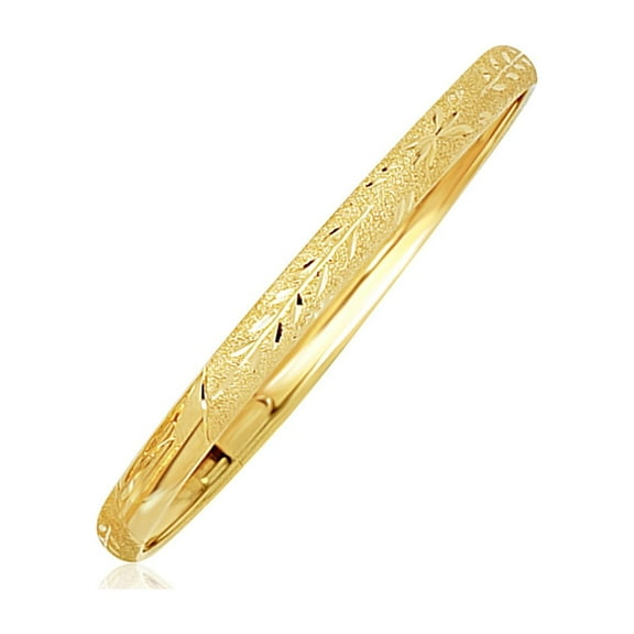 10k Yellow Gold Dome Childrens Diamond Cut Florentine Bangls 5 in