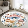 thumbnail image 3 of Spring Botanical Round Area&nbsp;Rug 4ft Rustic Wildflower Leaves Watercolor Mushroom Non-Slip&nbsp;Washable Circle Rugs Soft Felt Indoor Floor Mat for Bedroom Kitchen Living Room Bathroom, 3 of 9