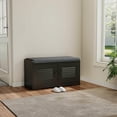 thumbnail image 3 of Barara King Adjustable Shoe Storage Bench with Cabinet Doors, 28.74" Entryway Seat with Cushion for Organizing, Black, 3 of 8