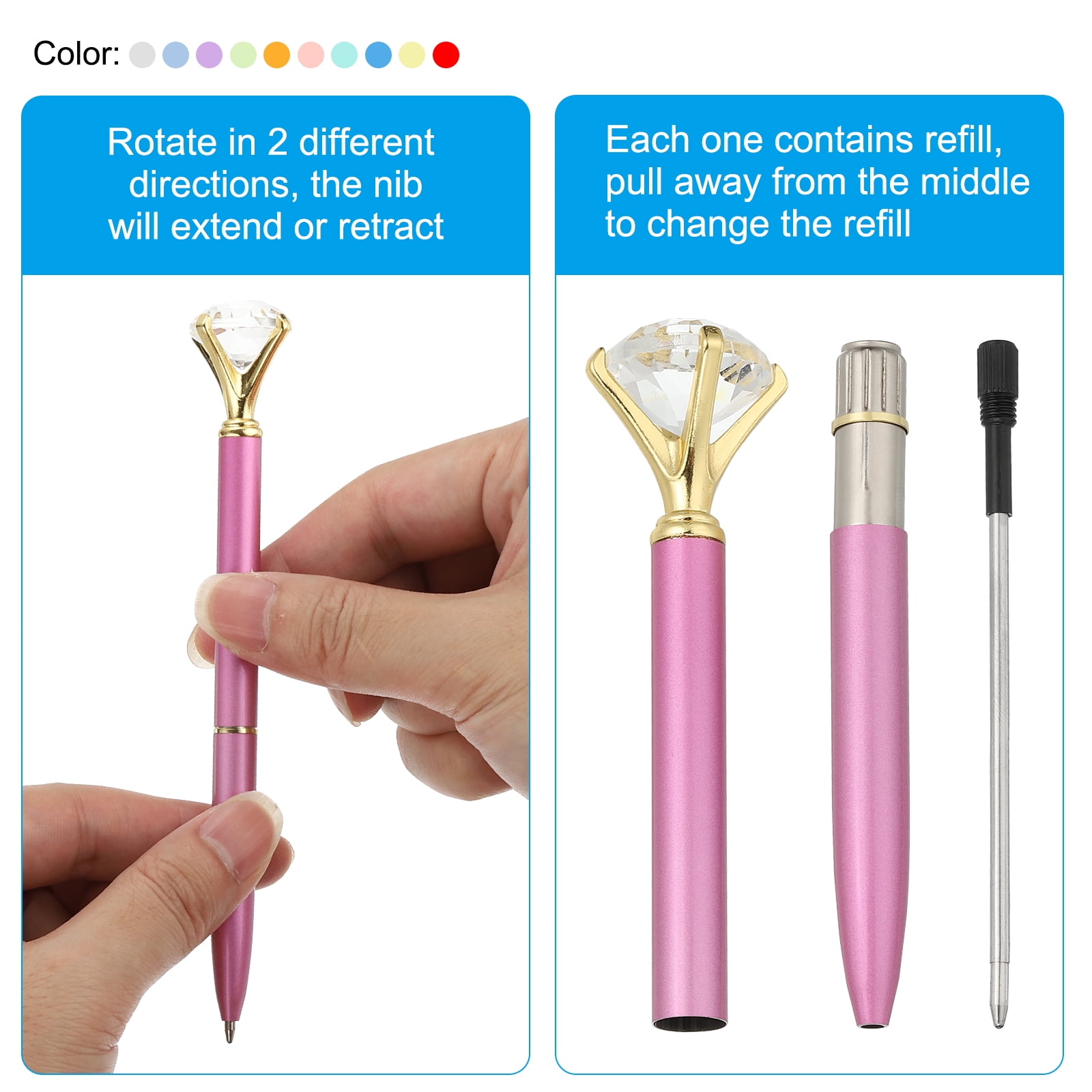 Uxcell Black Ink Ballpoint Pen, 12 Pack Twist Metal Pen 1.0mm Medium Point for Note Taking Journaling, Rose Gold