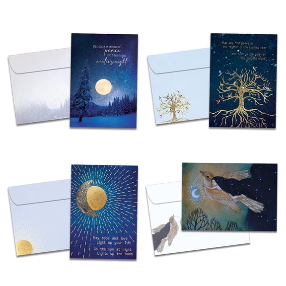 Tree-Free Greetings Solstice Greeting Card 16 Pack, 100% Recycled Paper, 5x7, Golden Solstice (GP54374)