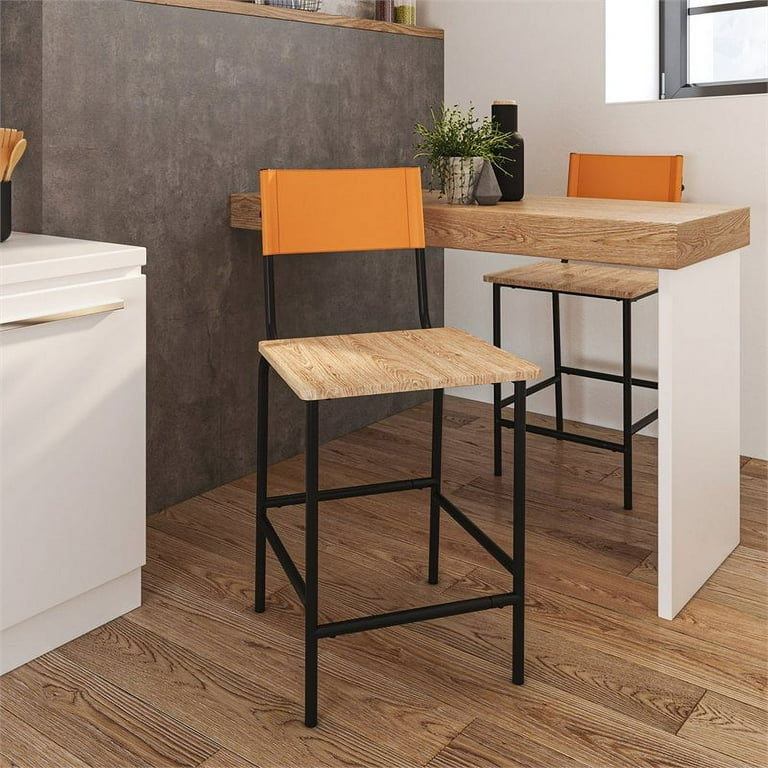 Sauder Boulevard Cafe Counter Height Stool with Brown Faux Leather