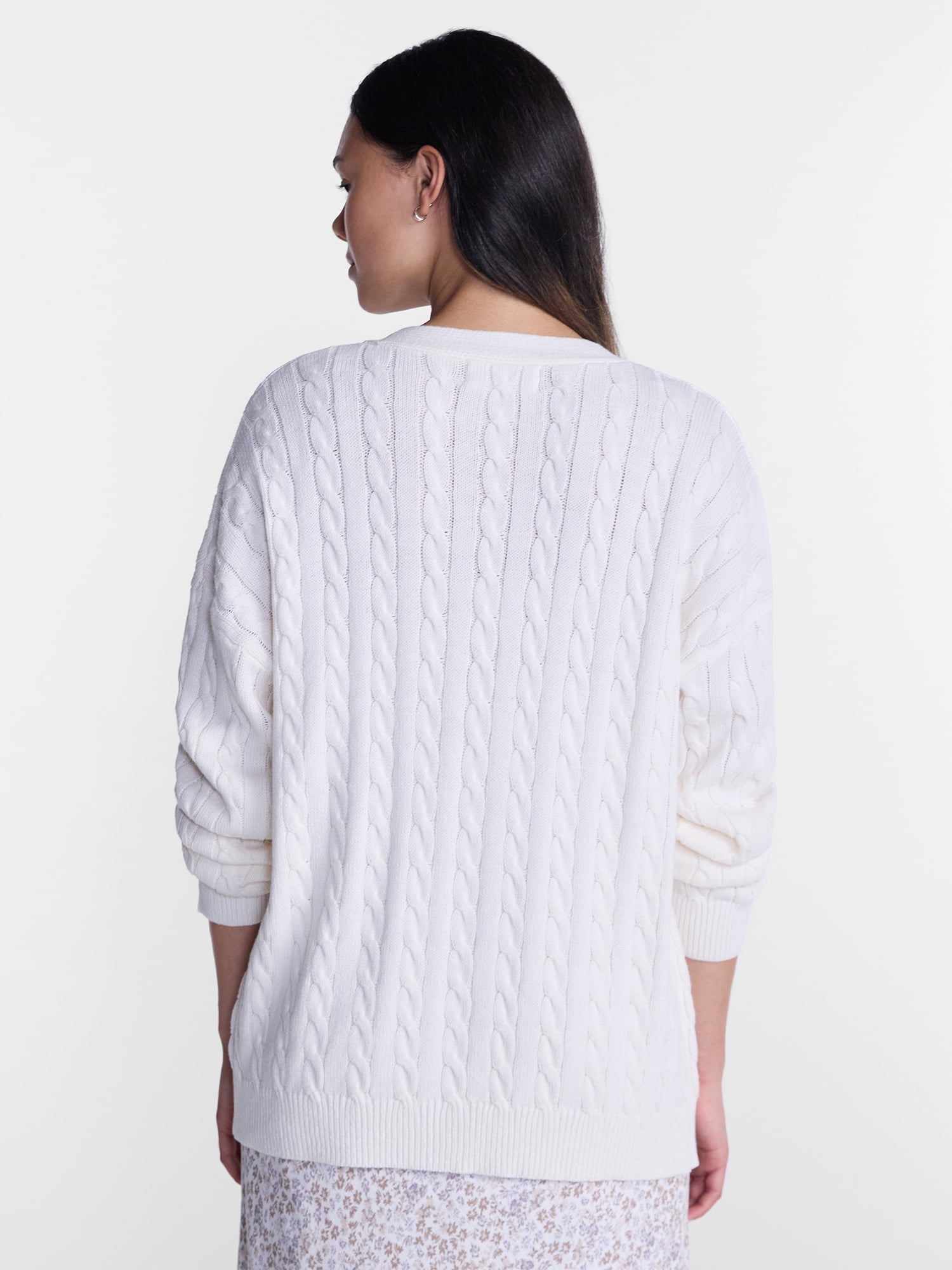 No Boundaries Cable Knit Grandpa Cardigan, Women's and Women's Plus XXS-4X