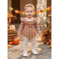 thumbnail image 3 of Cjfdfy Newborn Baby Girl Thanksgiving Outfit Turkey Or Homemade Rolls Long Sleeve Smocked Romper Dress Headband Infant Cute My First Thanksgiving Fall Winter Clothes 0-18M, 3 of 9