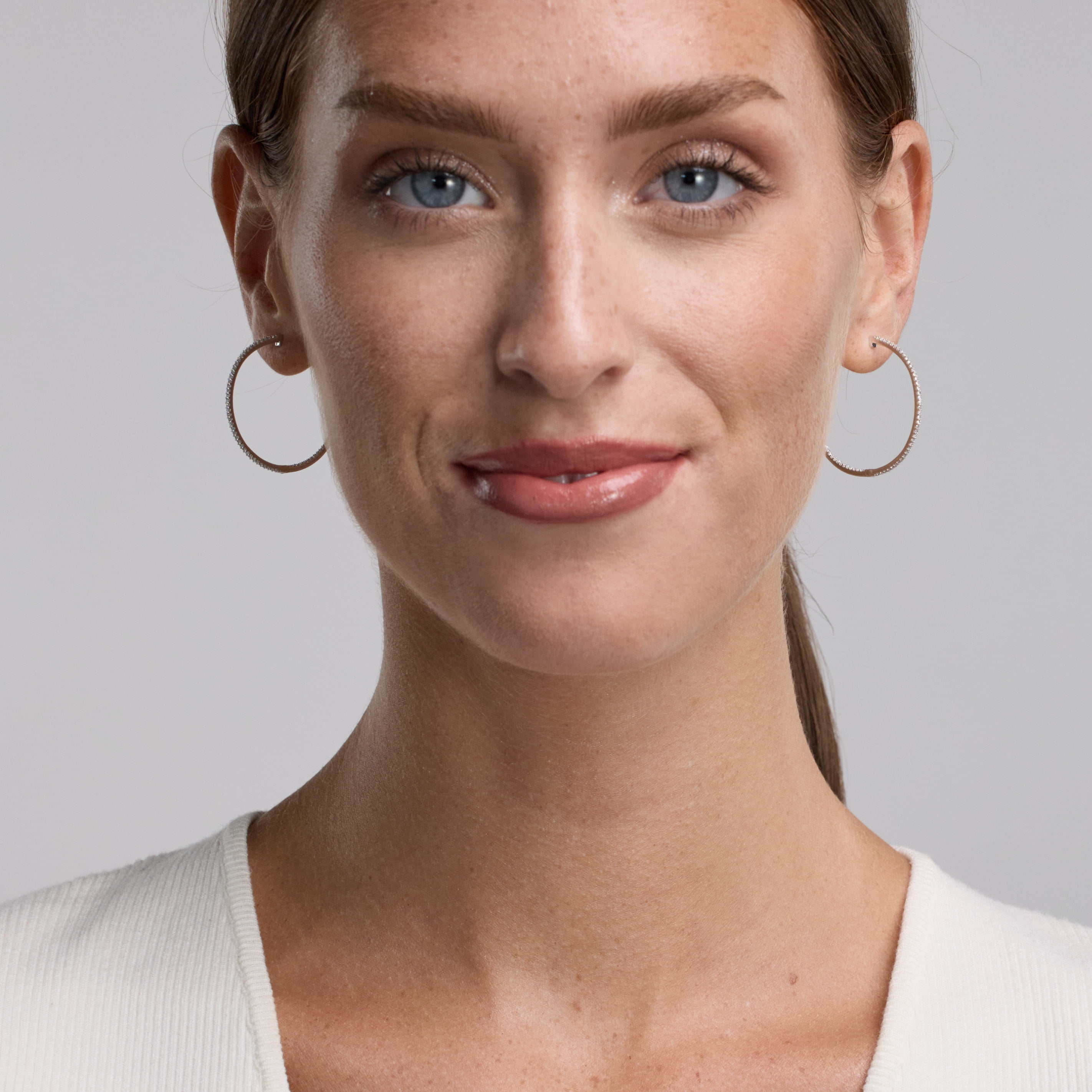 Unique Moments 3/4 Ct Lab Grown Diamond Inside Out Hoop Earring in Silver for Women (H-I, SI-I1)