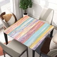 thumbnail image 2 of Square Fitted Table Cover Wood Grain Tablecloth with Elastic Edge Colorful Wooden Tablecloths Waterproof Tables Cloth for Dining Kitchen Home Party Picnic, Fit for 36"x36" Tables, Style-12, 2 of 4