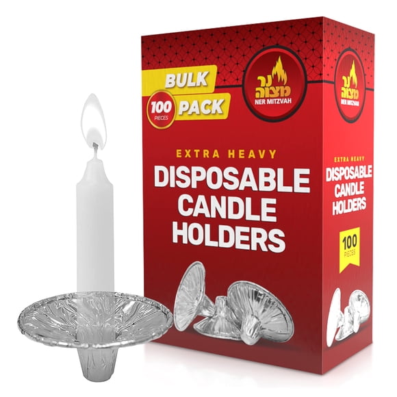 Portavelas desechables de aluminio Ner Mitzvah, paquete de 100