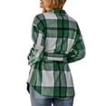 thumbnail image 6 of Liacowi Women Juniors Loose Jacket Plaid Print Outwear with Belt Lapel Long Sleeve Vintage Shacket Casual Tops Coat for Teen, 6 of 7