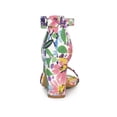 thumbnail image 2 of BLISSFUL STEP Women's Shoes Flower Print Open Toe Block High Heels Summer Sandals Blue White 9.5, 2 of 7
