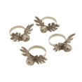 thumbnail image 1 of Saro Lifestyle Serviette Design Pomme de Pin Style Rustique Bague Laiton Argent - Ensemble de 4, 1 of 1